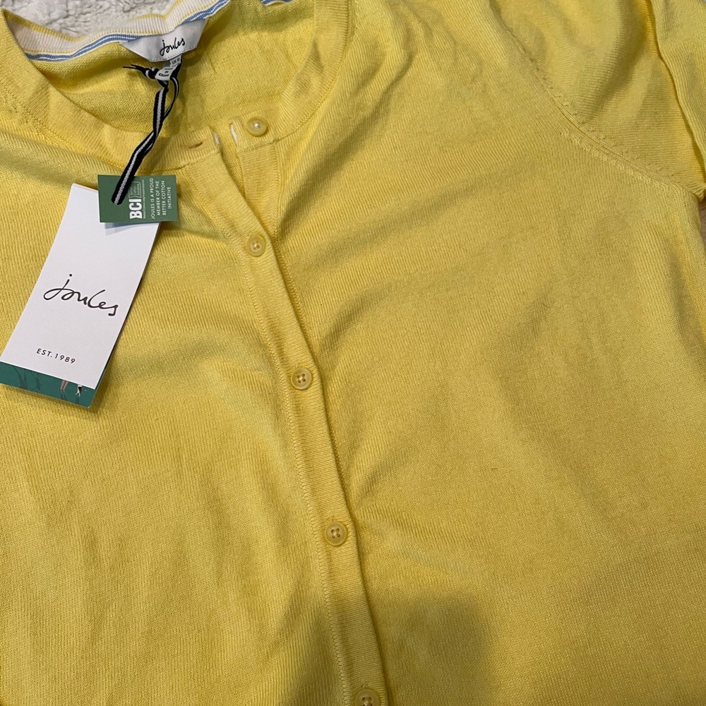 NWT Joules yellow cardigan -size 6
